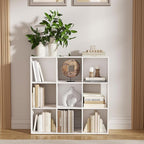Cube Storage Organizer,Wood Organizer with Open Back,3 Tier Bookcase,Open Bookshelf for Home Office Living Room (White, 9-Cub