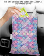 Car Trash Can, Durable Hanging Car Trash Garbage Bag, Cute Automotive Garbage Cans Organizer, Colorful Mermaid Fish Scales