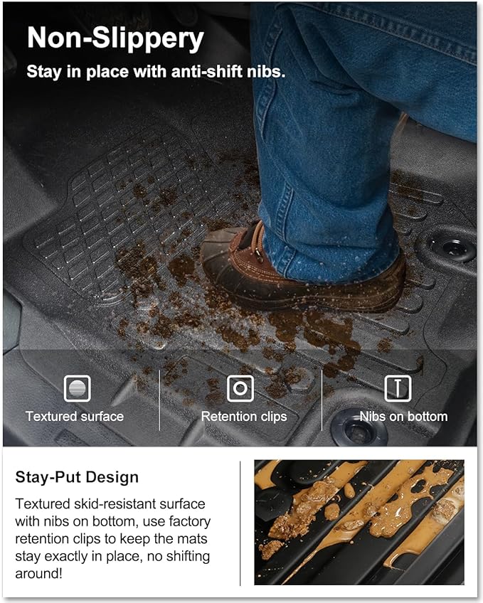KIWI MASTER Floor Mats for 2013-2024 Toyota 4Runner, 2014-2023 Lexus GX460, Custom Fit All Weather Car Mats, Heavy Duty TPE Floor Liners, Front & Rear 2 Row, Black