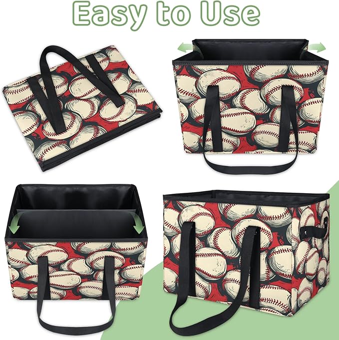 Reusable Grocery Bags Heavy Duty Shopping Bags Foldable Large Tote Bags with Long Handles & Hard Bottom