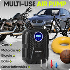FORTEM Tire Inflator Portable Air Compressor, Air Pump for Car Tires and Bikes, Car Tire Pump w/Auto Shut Off, 150 PSI, 12V DC, LED Light, Carrying Case, for Men, Women
