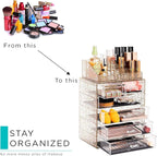 Sorbus Acrylic Makeup Organizer Set, 6-Drawer Vanity & Countertop Cosmetic Storage with Small & Wide Compartments, Glitter Ma