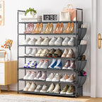 OYREL Large Capacity 7 Tier Shoe Rack, Black, 33.3in Wide x 11.2in Deep x 48.7in Tall, Holds 28-35 Pairs of Shoes, Ultra-Mini