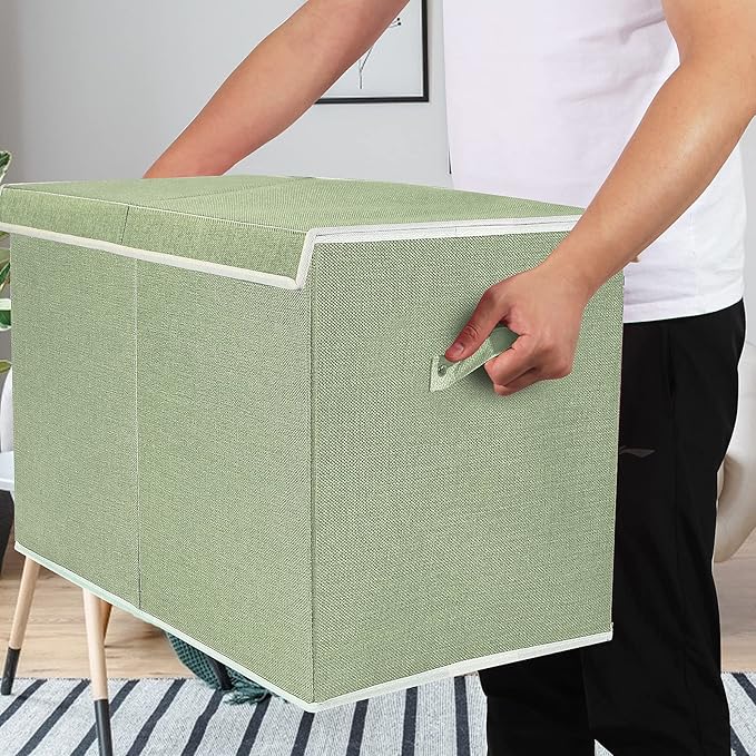 popoly Large Toy Box Chest with Lid, Collapsible Sturdy Toy Bin Storage Organizer Boxes Baskets for Kids, Boys, Girls, Nurser