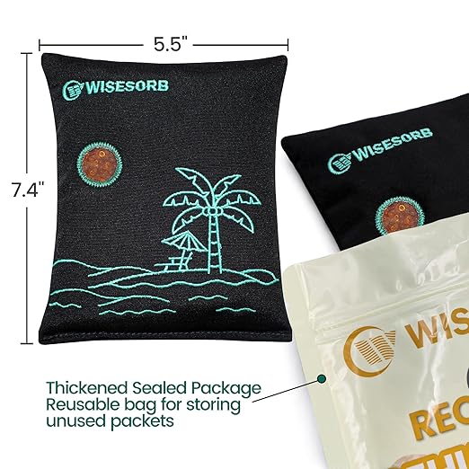 4 x 500 Gram Rechargeable Silica Gel Desiccant Packs, Microwave Reactivated Moisture Absorbers, Color Indicating Reusable