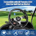 NOKINS 12.5" Universal Golf Cart Steering Wheel, Fit EZGO TXT/RXV/Club Car DS/Precedent/Yamaha, Most Golf Carts (Black)