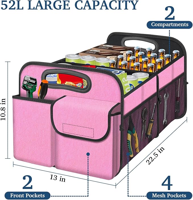 Femuar Car Trunk Organizer, Car Storage Organizer with Large Capacity Waterproof Collapsible Trunk Organizer for Car Suv/Jeep/