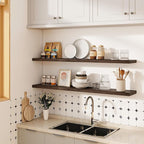 Vivelove Elm Wood Floating Shelves, Wooden Shelves for Wall with Invisible Bracket for Living Room Bedroom Bathroom Office Bo