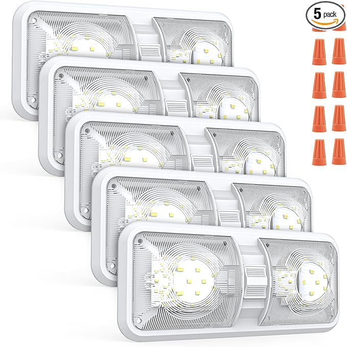 RV Led Lights Interior 12v Volt Fixtures, 1000LM 8W Camper Light For Inside, Rv Ceiling Dome Lamp Led 12v With Switch For RV/Camper/Trailer/Boat (Natural White,4000K-4500K,5pack).