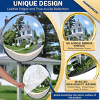 20" HD Acrylic Convex Mirror - 160 Adjustable Wide Angle View, Leather Frame & ABS Back, Blind Spot Mirror for Indoor/Outdoor Use in Garage, Warehouse, Driveway, Store & Office Security