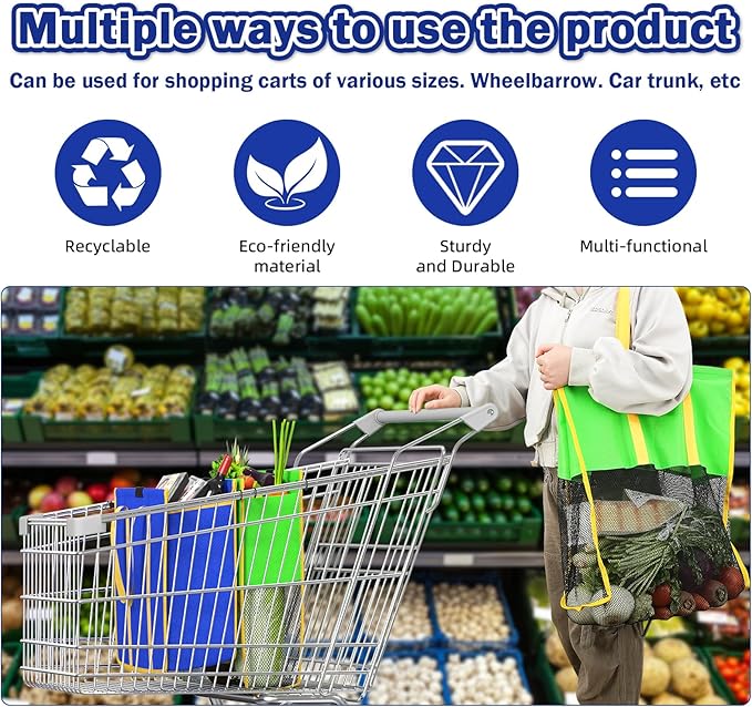 2PCS Shopping Carts Reusable Trolley Bags for Grocery Cart. Foldable Grocery Bags.Reusable Grocery Bags.Tote Bag Eco-friendly Bag.