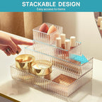 Vtopmart 7 PCS Clear Drawer Organizers Bins, 4-Size Stackable Makeup and Vanity Drawer Organizer Trays, Acrylic Bathroom Draw