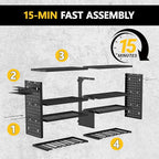 Large Power Tool Organizer Wall Mount, 4 Layer Garage Storage Cordless Tool Organizer with 8 Drills Holder, Heavy Duty Premiu