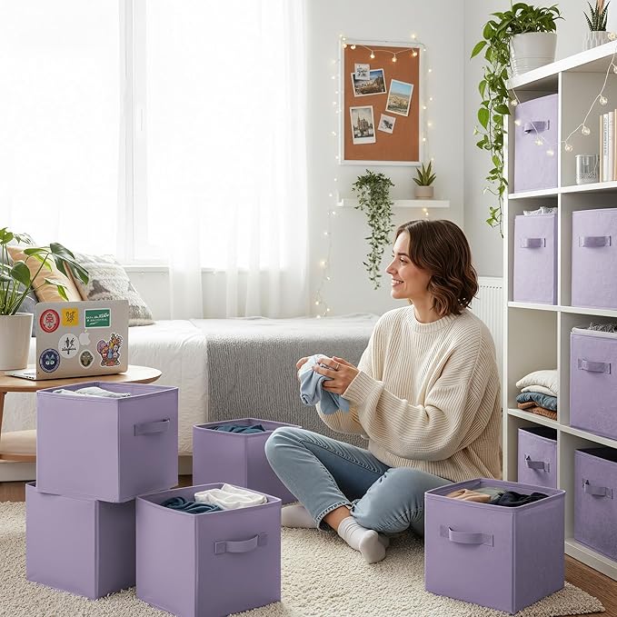 GRANNY SAYS Cube Storage Bins, 11 Inch Cube Storage Organizer, Fabric Collapsible Storage Bins, Durable Storage Cubes for She