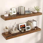 Floating Shelves for Wall, 48" W x 12" D x 2" H, 2 Pack of Long Wall Mounted Engineered Wood Shelves with Invisible Brackets 