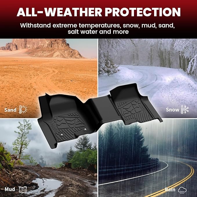 LASFIT Floor Mats 2019-2026 for Chevy Silverado/GMC Sierra 1500, 2020-2026 2500HD 3500HD, Crew Cab/Bench Seat Only, Fit Without Rear Underseat Storage Box, All Weather TPE Custom Fit Floor Liners