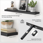 Heimlove Floating Shelves for Wall 32 Inch,Mounted Storage Wood Shelves with Invisible Brackets Hanging Shelf for Bedroom Liv