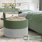 INDRESSME 115L Extra Large Cotton Rope Blanket Basket, Home Decor Laundry Storage Basket for Organizing Bedroom, Living Room,
