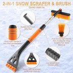 LivTee 32" Extendable Ice Scraper & Snow Brush for Car Windshield, 360° Rotating Snow Removal Tool for Cars, Trucks & SUVs, Automotive Winter Essentials & Car Accessories for Men, Orange