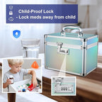 Adazzo Lockable Medicine Storage Box - Turquoise Cabinet Med Lock Organizer, 10 x 7 x 9 Inches Safe Med Case with Lock for Ho