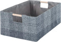 Fabric Storage Bin Box Collapsible Cotton Linen Storage Cube with Wooden Handles Rectangular Decorative Home Organizer Clothe