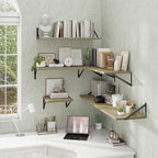 Deep Floating Shelves Wall Mounted, 16"x12" Gray Wall Shelves with Brackets Set of 2 for Bedroom, Living Room, Bathroom, Kitc