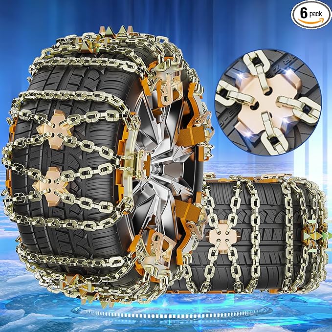 Snow Chains, Tire Chains for Car SUV Pickup Trucks, Adjustable Portable Universal Emergency Anti Skid Snow Car Tire Chains fo