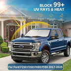Windshield Sun Shade for Ford Super Duty F250 F350 2017-2025 Sunshade Front Window Shade Custom Fit F250 F350 Accessories Sun Visor Foldable Shade Blocks UV Rays Accessories