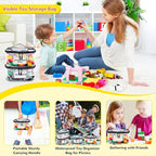 Tesuko 6 Pack Clear Toy Storage Bag with Name Tag& Manual Pocket, Waterproof Transparent PVC Toy Organizer Case for Lego Bric