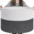 INDRESSME XXXLarge Cotton Rope Basket 21.7" x 21.7" x 13.8" Woven Baby Laundry Baskets Blanket Basket Toy Baskets with Handle