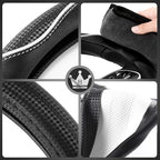 HighnessHwoo 3D Car Steering Wheel Cover Comfort Grip Massage Sporty Anti-Slip Carbon Fiber Faux Leather for F150, Trucks, Je