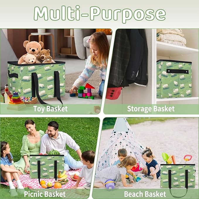 Reusable Grocery Bags Heavy Duty Shopping Bags Foldable Large Tote Bags with Long Handles & Hard Bottom