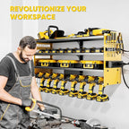 POKIPO Large Power Tool Organizer Wall Mount with Charging Station,4 Layer Heavy Duty Metal Storage Rack Loads 600lbs with 8 