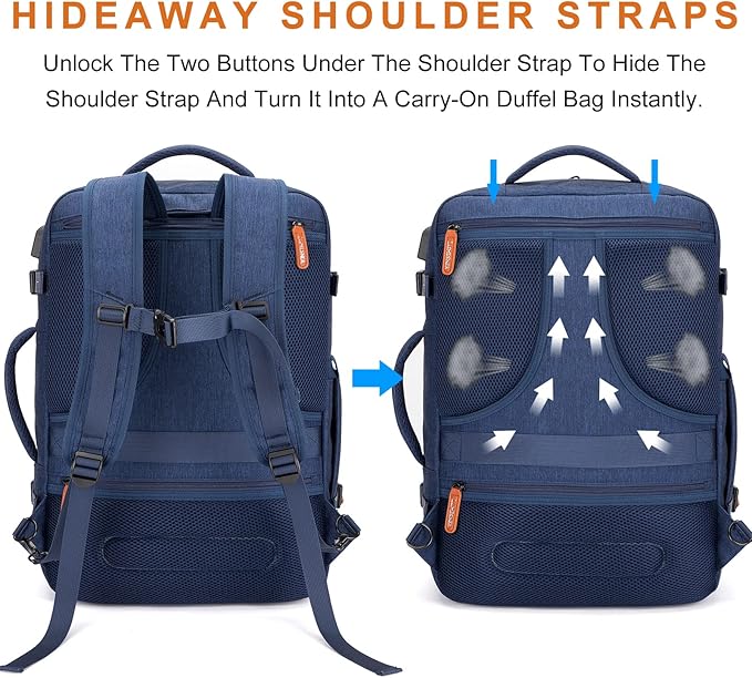Lumesner Carry on Travel Backpacks, Extra Large 40L Flight Approved Bag for Men & Women,Expandable Suitcase Backpack With 4 P