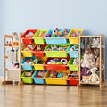 Storage Organizer with Bookshelf and Stuffed Animal Storage - Playroom Organization with Shelves and 12 Bins - Living Room Bo