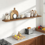 72 Inch Floating Shelves, 8 Inch Deep Floating Shelves for Wall, Hanging Shelf with Invisible Brackets, Deep Shelves for Bath