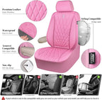 CAR PASS Piping Luxury Leather Two Front Car Seat Covers, Cute Girly Waterproof Anti Slip Seat Covers Compatible with Front S
