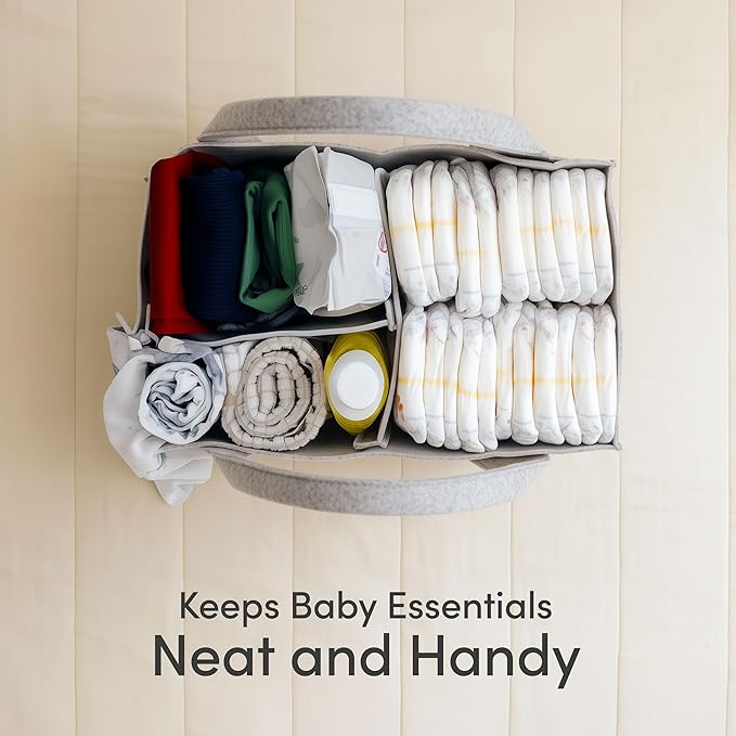 PUTSKA Baby Diaper Caddy Organizer - Nursery Storage Basket for Diaper Station, Baby Basket Shower Gift List and Registry Mus