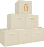 STORAGE MANIAC Storage Cubes, 13 Inch Collapsible Storage Bins with Handles, 6 Pack Fabric Foldable Bins for Organization, Du