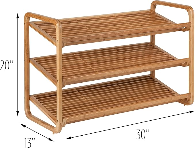 Honey-Can-Do SHO-01599 Bamboo 3-Tier Shoe Shelf