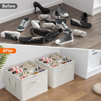 Lifewit Shoe Storage Organizer for Closet, Fabric Large Shoe Box Storage Containers with Clear Cover, Foldable Bins for Boots