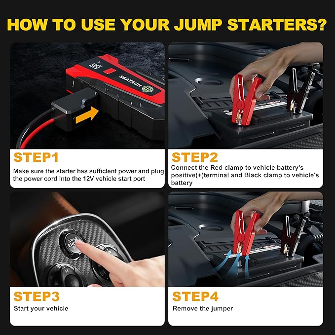 Scatach 6000A Car Battery Jump Starter,12V Portable Jump Starter Battery Pack (up to 9.0L Gasoline and 7.0L Diesel Engine),