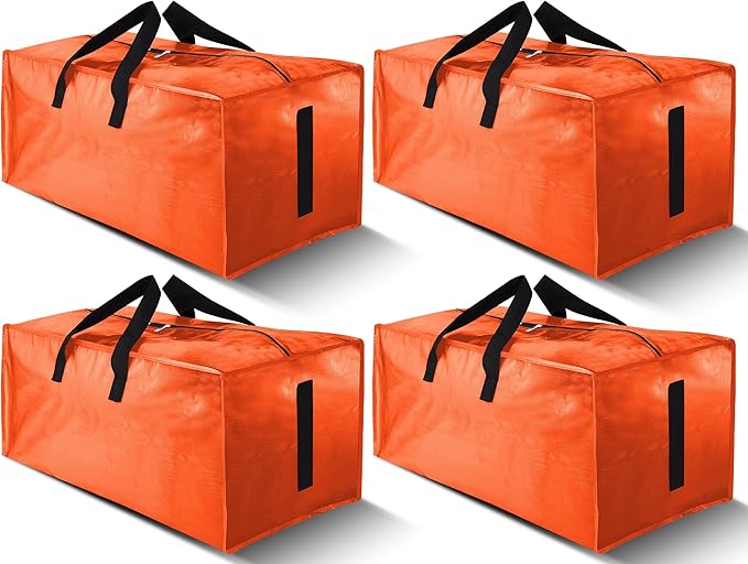 HOMESURE 4 Pack Large Strong Moving Bags with Zippers & Carrying Handles - Water-Resistant - Heavy Duty Storage Tote for Spac