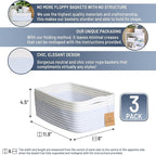 NaturalCozy 11.8"x8"x4.5” Rectangle Storage Baskets for Shelves 3 Pack | Cotton Rope Woven Small Baskets for Organizing | Sma