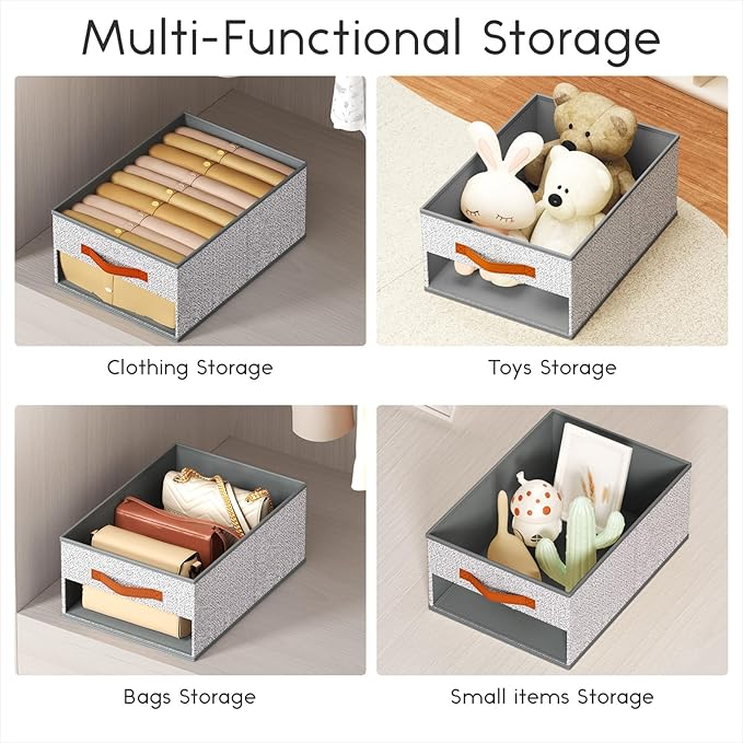 Homsorout Drawer Organizers and Storage - 6 Pack Foldable Pants Organizer with Clear Window & Handles, Fabric Closet Organize