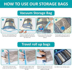 Cozy Essential Vacuum Storage Bags, 80% Compression Vacuum Seal Space Saver Plastic Packaging Bags for Clothes, Blankets, Pil