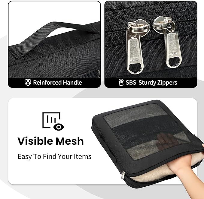 Compression Packing Cubes for Travel, Lightweight Vacation Travel Essentials, Travel Accessories for Suitcase Organizer Bags 