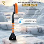 RevLux 27” Snow Brush and Ice Scraper for Car Windshield – Heavy Duty Snow Remover for Cars, SUVs & Trucks | Soft Non-Scratch Bristles | Detachable ABS Ice Scraper | Winter Windshield Cleaning Tool