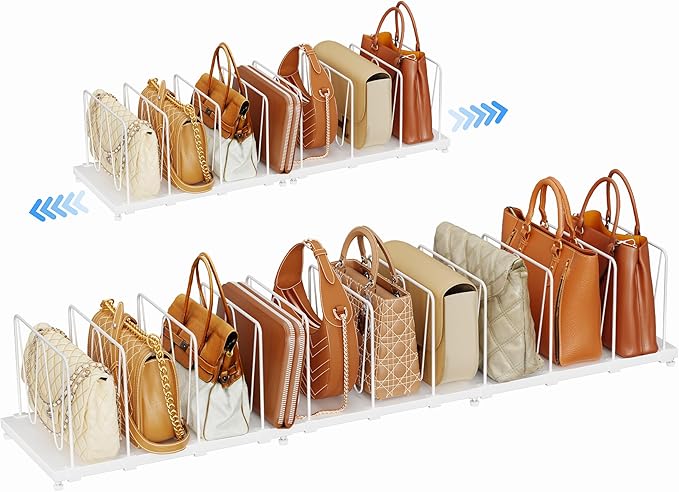 Dmevkic 11-Pack Adjustable Shelf Dividers, Expandable Purse Organizer for Closet (32–44.8"), Purse Storage Handbag Organizer 