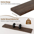 Floating Shelves for Wall Decor, Rustic Solid Elm Wood Live Edge Floating Shelves Wall Mounted, Wall Shelves with Invisible B